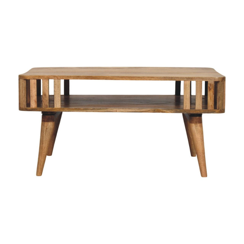 33" Solid Wood Coffee Table With Shelf - Oak