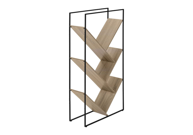 Five Tier Geometric Bookcase - Taupe