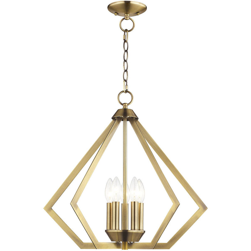 20" Five Light Dimmable Chandelier With Shades - Antiqued Brass