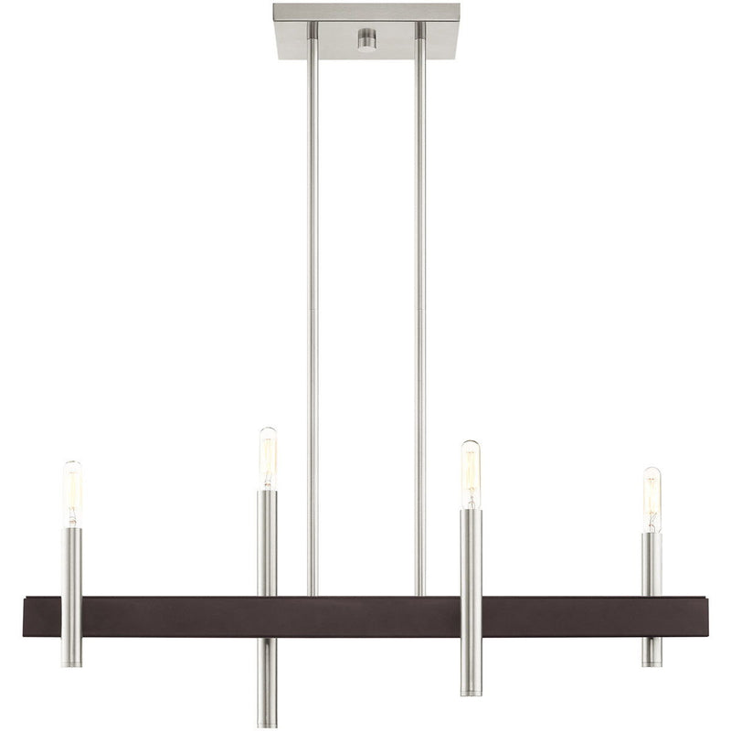 Four Light Dimmable Chandelier With Shades - Nickel