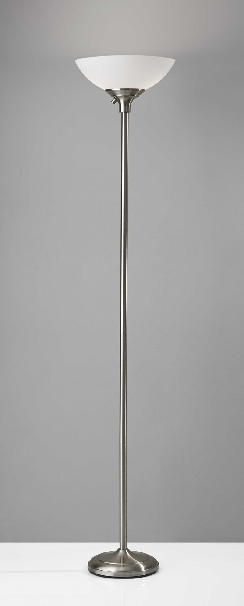 Tailored Metal Torchiere With Bright Illumination - Satin Steel