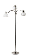 Load image into Gallery viewer, Three Light Tree Floor Lamp With White Bowl Shade - Nickel

