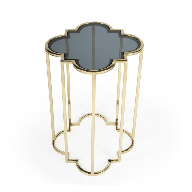 Glass Free Form End Table - Gold And Black