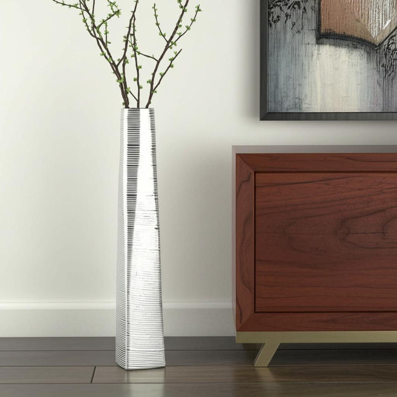Striped Tapered Floor Vase (576736) - Silver