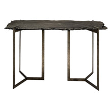 Load image into Gallery viewer, Distressed Double Pedestal Console Table - Black And Nickel Slate
