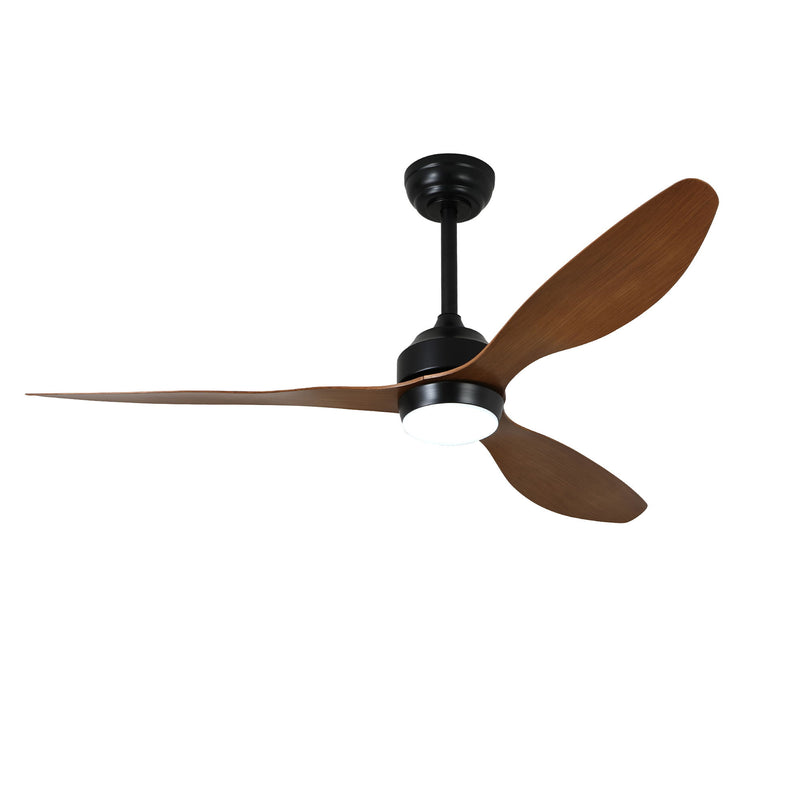 Ceiling Fan With Lights Quiet DC Motor 3 Blade Ceiling Fans 6 Speed Levels, Reversible Ceiling Fan - Matte Black / Wood