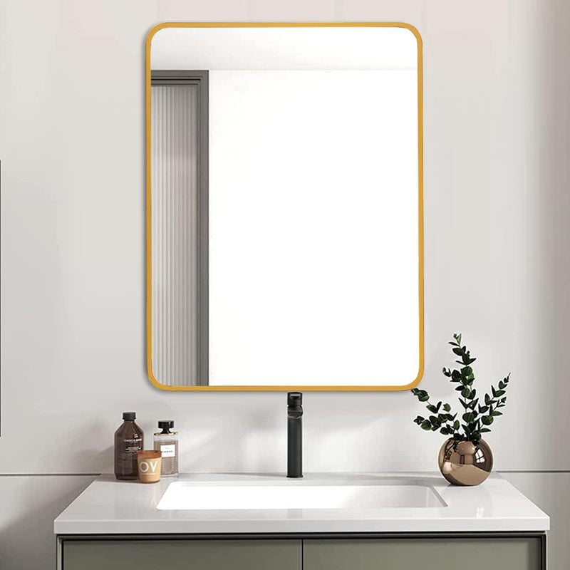 Aluminum Framed Bathroom Vanity Mirror (756058) - Gold