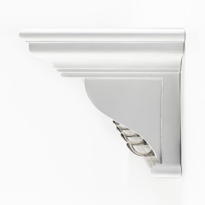 39" Solid Wood Six Hook Wall Mount Coat Rack - White