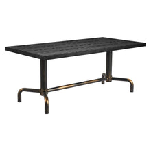 Load image into Gallery viewer, 71" Wood And Steel Trestle Base Dining Table - Black
