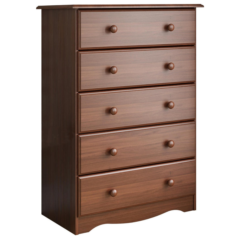 Solid Wood Five Drawer Dresser (760595) - Coffee