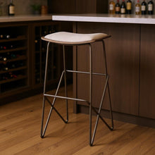 Load image into Gallery viewer, 30" Iron And Fabric Backless Bar Height Bar Chair - Cream / Gold
