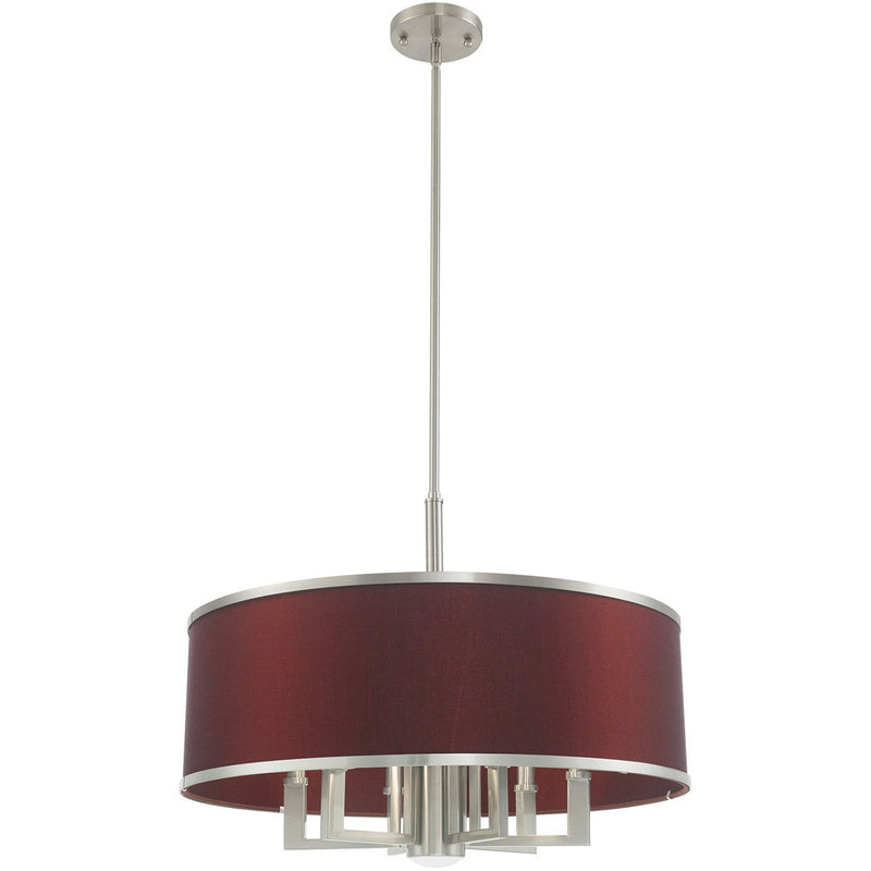 20" Seven-Light Dimmable Chandelier With Shades - Nickel