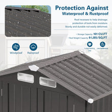 Load image into Gallery viewer, Compact Outdoor Storage Shed With Peaked Roof And Lockable Door - Gray

