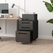 Load image into Gallery viewer, 3 Drawer Mobile File Cabinet Under Desk Office, Simple Style Versatile Storage Cabinet For Legal / Letter / A4 Files, 5 Wheel Design Anti-Tilting Cold Rolled Steel Waterproof Moisture-Proof
