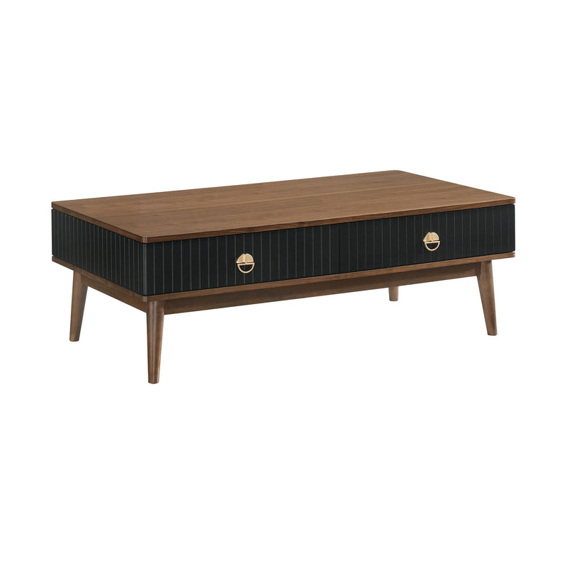 Coffee Table With Two Drawers - Brown And Black