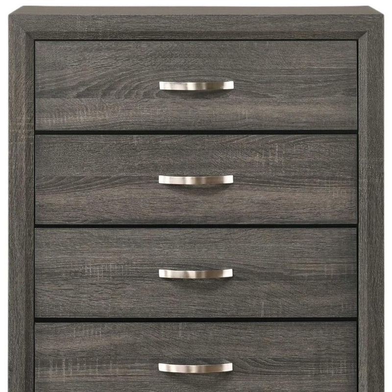 Wood Five Drawer Chest - Gray