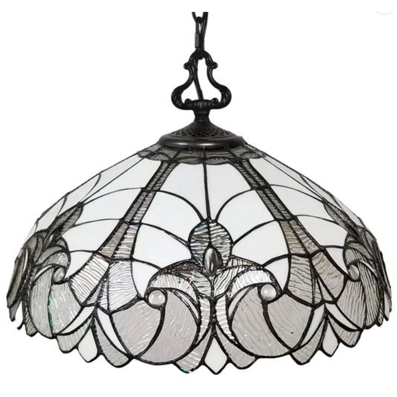 9'' Unique Statement Two Light Glass Dimmable Chandelier With Shades - Black / White