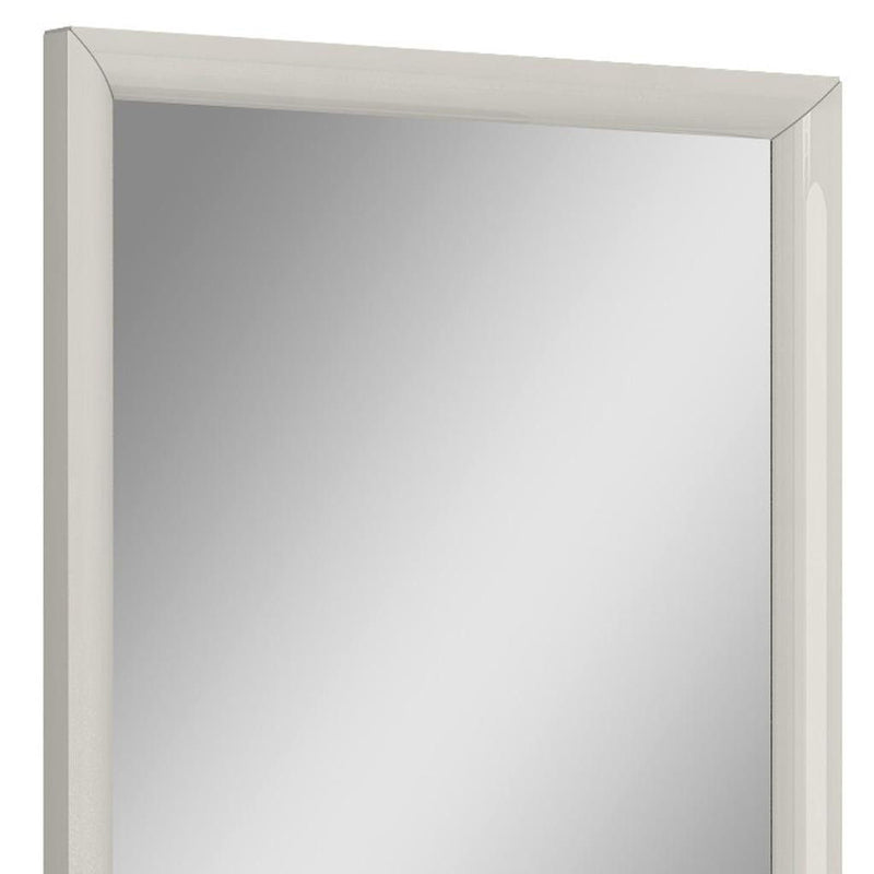 Wood Wall Mounted And Dresser Mount Framed Accent Mirror Accent - Light Gray