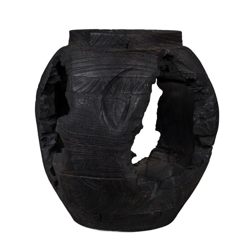 Table Vase With Sculptural Details - Black