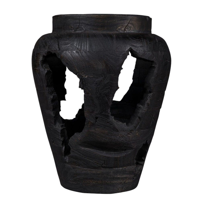 Modern Abstract Table Vase With Sculptural Details - Black
