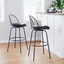 Load image into Gallery viewer, Riley - Claire Farmhouse Fixed Height Barstool With Swivel With Round Footrest (Set of 2)
