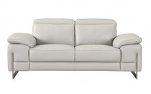 Load image into Gallery viewer, Genuine Leather Love Seat - Light Gray / Silver
