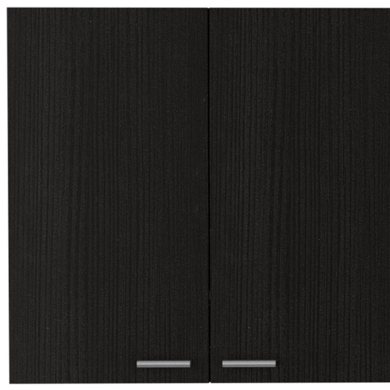 59" Wood Wall mounted Accent Cabinet With Five Shelves - Black