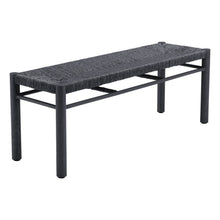 Load image into Gallery viewer, 48" Black Metal and Wicker Bench
