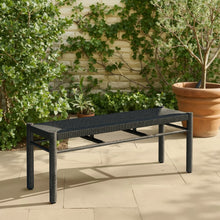 Load image into Gallery viewer, 48" Black Metal and Wicker Bench

