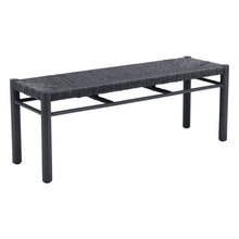 Load image into Gallery viewer, 48" Black Metal and Wicker Bench
