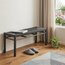 Load image into Gallery viewer, 48" Black Metal and Wicker Bench
