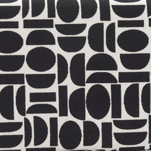 Load image into Gallery viewer, 49" Black And White Geometric Fabric and Solid Wood Upholstered Bench
