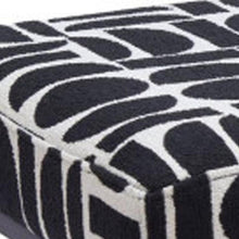 Load image into Gallery viewer, 49" Black And White Geometric Fabric and Solid Wood Upholstered Bench
