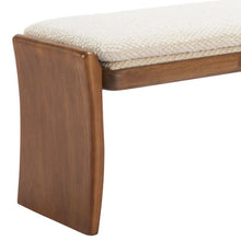 Load image into Gallery viewer, 48" Beige and Brown Fabric and Solid Wood Upholstered Dining Bench
