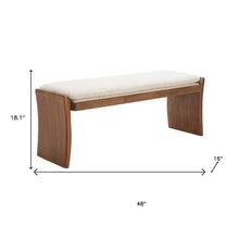 Load image into Gallery viewer, 48" Beige and Brown Fabric and Solid Wood Upholstered Dining Bench
