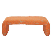 Load image into Gallery viewer, 50" Orange Fabric Abstract Curvy Upholstered Bench
