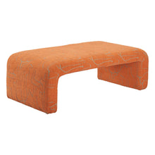 Load image into Gallery viewer, 50" Orange Fabric Abstract Curvy Upholstered Bench
