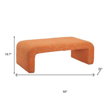 Load image into Gallery viewer, 50" Orange Fabric Abstract Curvy Upholstered Bench
