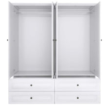 Load image into Gallery viewer, 71" Carved Geometric Mirro Four Door Four Drawer Combo Dresser - White
