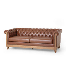 Load image into Gallery viewer, Comfy 3 Seat Sofa With Wooden Legs, Retro Style For Living Room And Study

