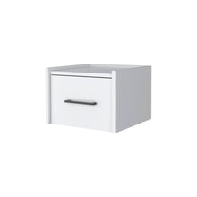 Load image into Gallery viewer, 13.8" x 13.2" x 9.8" One Drawer Faux Wood Floating Nightstand - White
