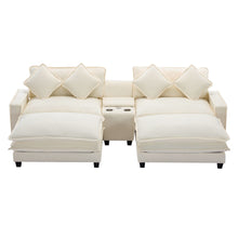 Load image into Gallery viewer, Sectional Sofa Upholstered Sofa With Two Removable Ottoman, Two USB Ports, Two Cup Holders And Large Storage Box For Living Room
