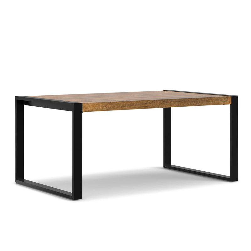 66" Solid Wood Iron Frame Base Dining Table - Natural / Black