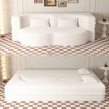 Load image into Gallery viewer, Modern Floor Sofa, With 2 Pillows, Convertible Teddy Fabric Foam Filled Bed
