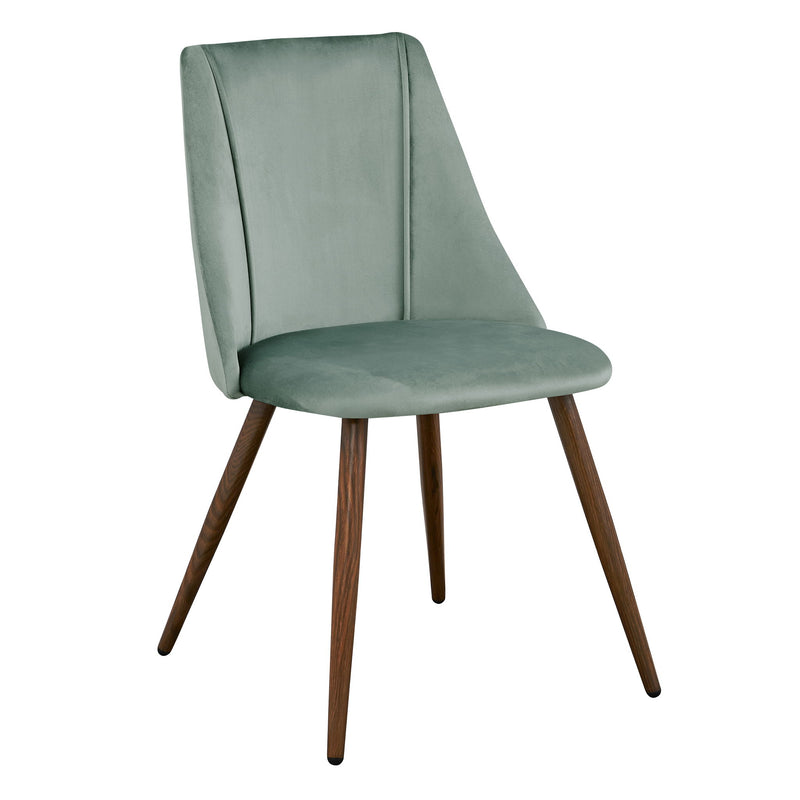 Velvet Steel Dining Side Chairs (Set of 2) - Green / Brown