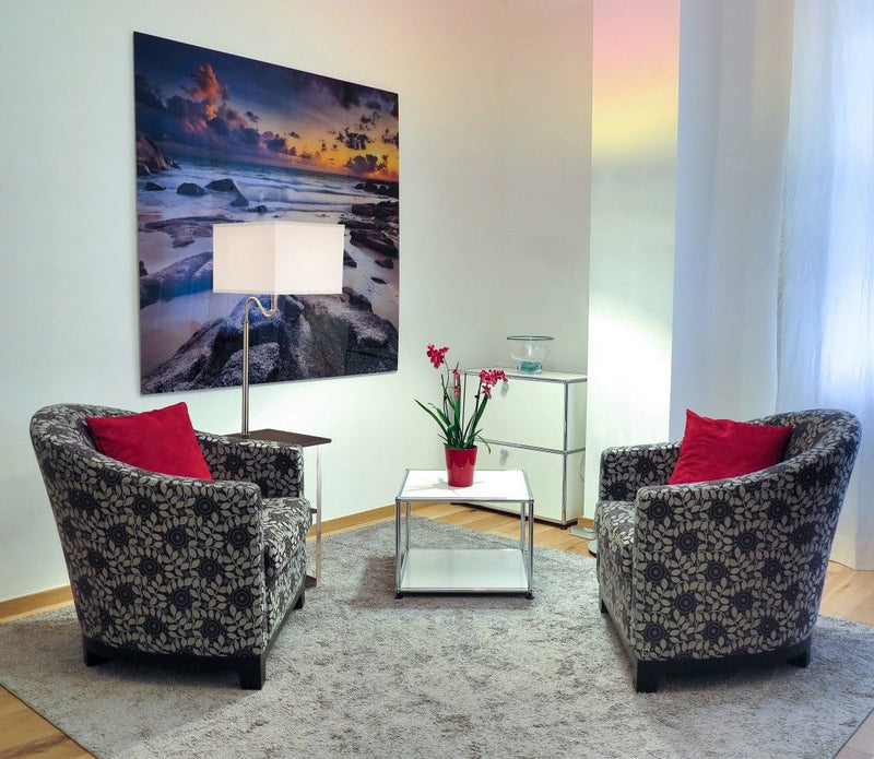 Steel Tray Table Floor Lamp With Square Shade - Silver White