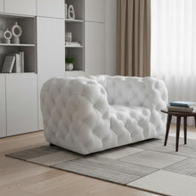 Load image into Gallery viewer, Top Grain Leather Tufted Chesterfield Chair - White And Black
