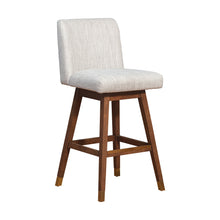 Load image into Gallery viewer, Upholstered And Solid Wood Swivel Bar Height Bar Chair - Beige And Brown
