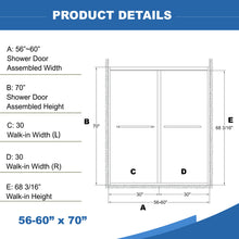 Load image into Gallery viewer, Frame Double Sliding Shower Door, Bypass Bathroom Sliding Door With Premium Clear Tempered Glass, Hardware Sliding Glass Shower Enclosure - Matte Black
