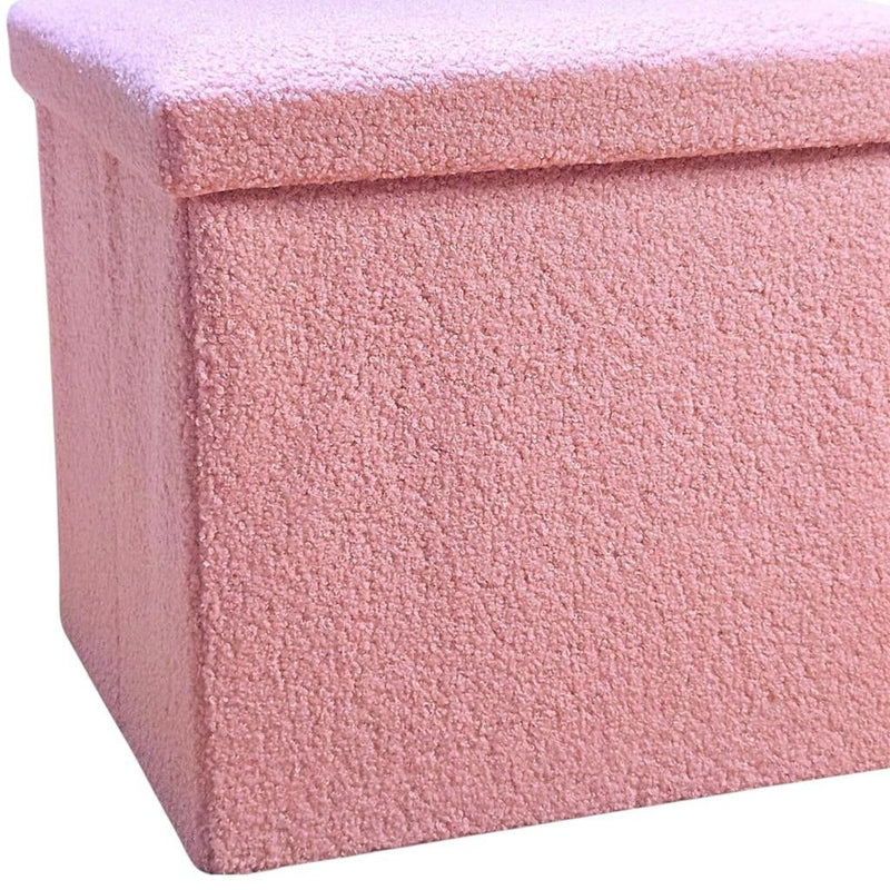 15" Boucle Cube Storage Ottoman - Pink